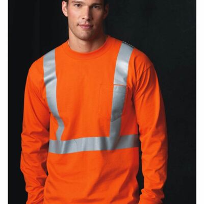 Unisex USA-Made High Visibility Long Sleeve Pocket T-Shirt Thumbnail
